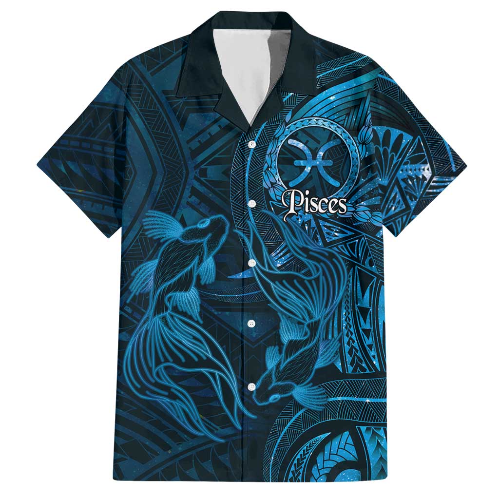 Personalised Polynesia Zodiac Pisces Hawaiian Shirt Galaxy Polynesian Pattern Chest Tattoo Style