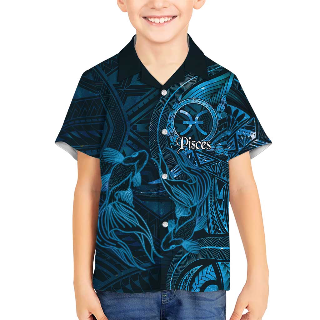 Personalised Polynesia Zodiac Pisces Hawaiian Shirt Galaxy Polynesian Pattern Chest Tattoo Style