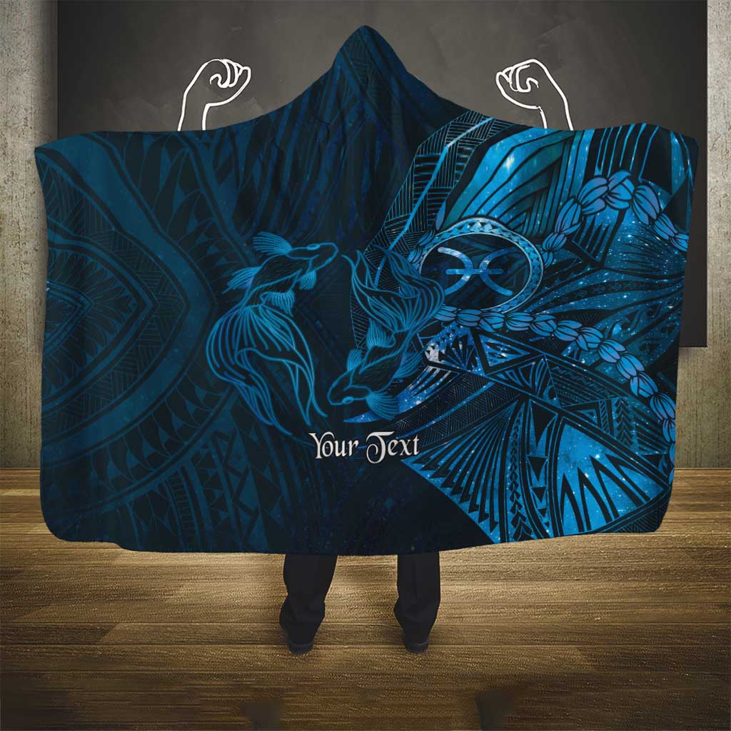Personalised Polynesia Zodiac Pisces Hooded Blanket Galaxy Polynesian Pattern Chest Tattoo Style LT14 - Polynesian Pride