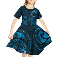 Personalised Polynesia Zodiac Pisces Kid Short Sleeve Dress Galaxy Polynesian Pattern Chest Tattoo Style LT14 - Polynesian Pride