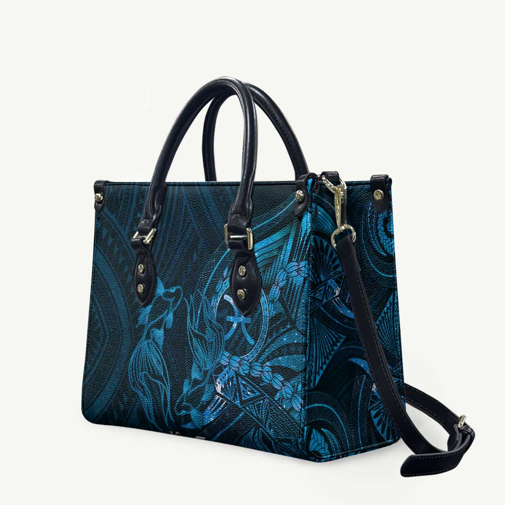 Personalised Polynesia Zodiac Pisces Leather Bag Galaxy Polynesian Pattern Chest Tattoo Style LT14 Blue - Polynesian Pride