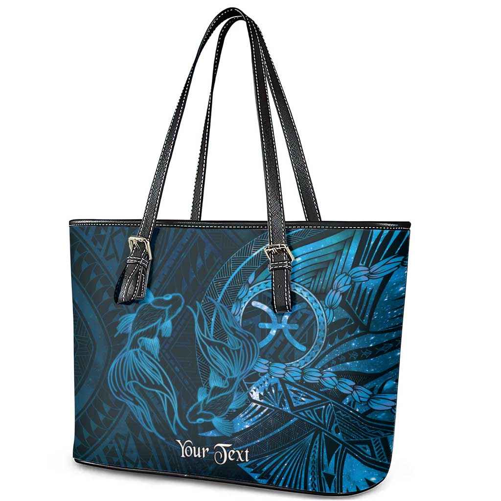 Personalised Polynesia Zodiac Pisces Leather Tote Bag Galaxy Polynesian Pattern Chest Tattoo Style LT14 - Polynesian Pride