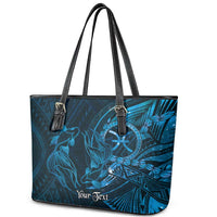 Personalised Polynesia Zodiac Pisces Leather Tote Bag Galaxy Polynesian Pattern Chest Tattoo Style LT14 - Polynesian Pride