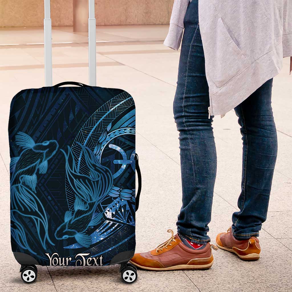 Personalised Polynesia Zodiac Pisces Luggage Cover Galaxy Polynesian Pattern Chest Tattoo Style LT14 Blue - Polynesian Pride