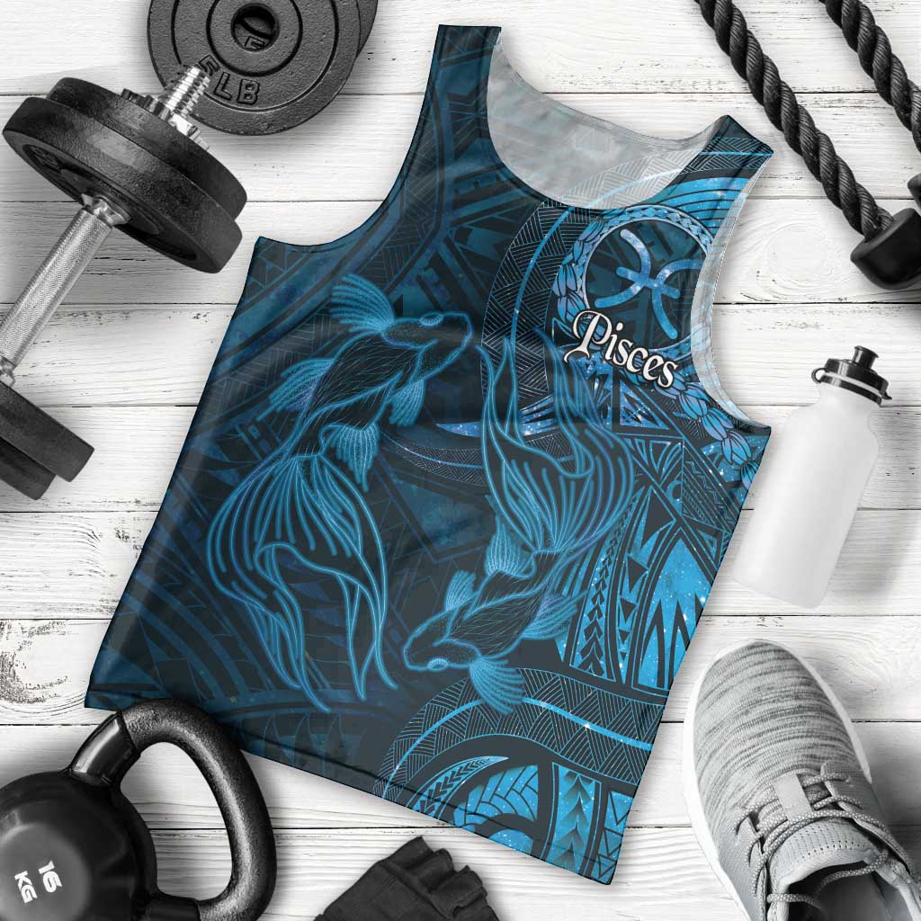 Personalised Polynesia Zodiac Pisces Men Tank Top Galaxy Polynesian Pattern Chest Tattoo Style LT14 - Polynesian Pride