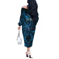 Personalised Polynesia Zodiac Pisces Off The Shoulder Long Sleeve Dress Galaxy Polynesian Pattern Chest Tattoo Style LT14 - Polynesian Pride
