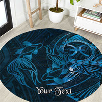Personalised Polynesia Zodiac Pisces Round Carpet Galaxy Polynesian Pattern Chest Tattoo Style