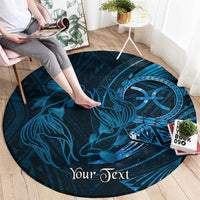 Personalised Polynesia Zodiac Pisces Round Carpet Galaxy Polynesian Pattern Chest Tattoo Style