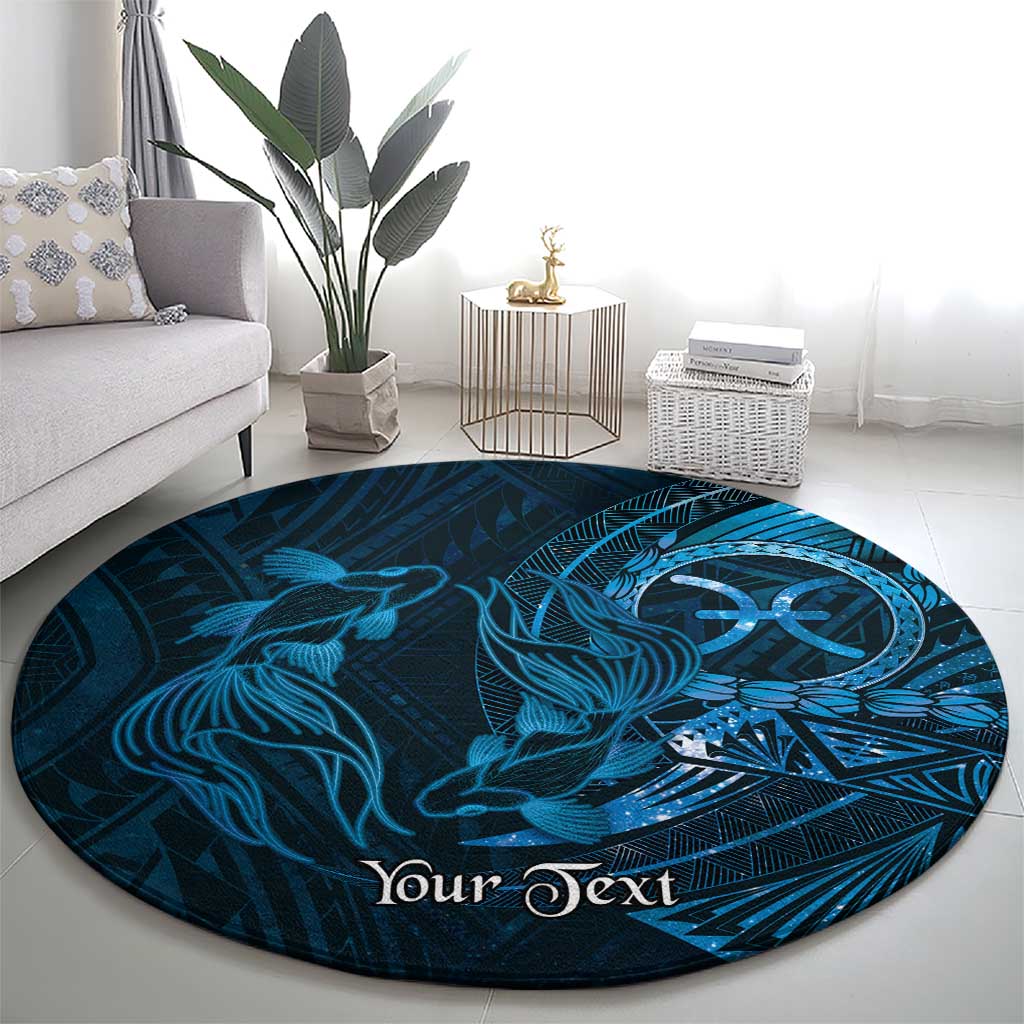 Personalised Polynesia Zodiac Pisces Round Carpet Galaxy Polynesian Pattern Chest Tattoo Style