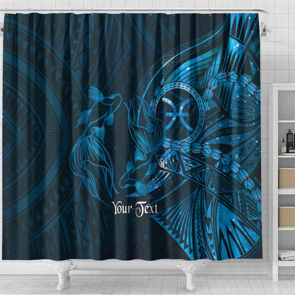 Personalised Polynesia Zodiac Pisces Shower Curtain Galaxy Polynesian Pattern Chest Tattoo Style LT14 - Polynesian Pride
