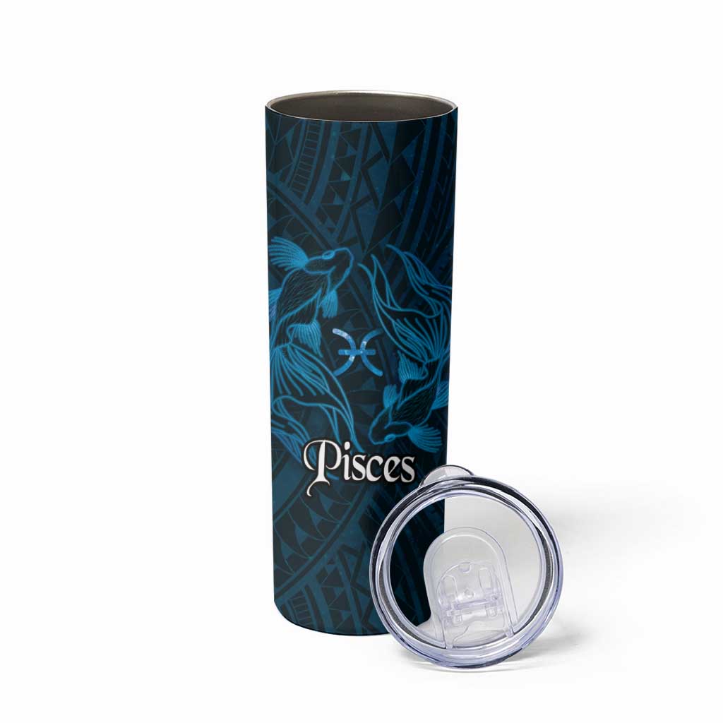 Personalised Polynesia Zodiac Pisces Skinny Tumbler Galaxy Polynesian Pattern Chest Tattoo Style LT14 - Polynesian Pride
