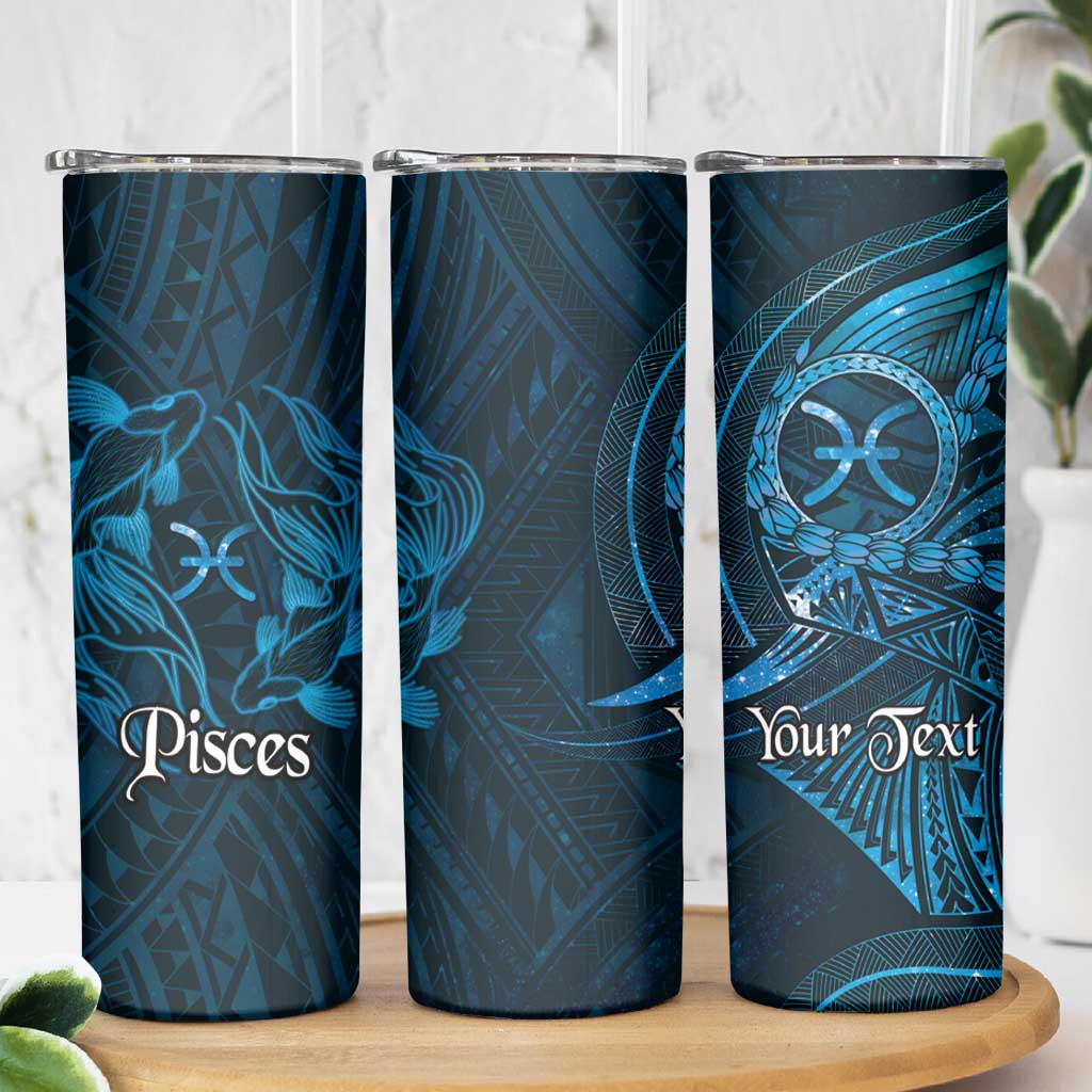 Personalised Polynesia Zodiac Pisces Skinny Tumbler Galaxy Polynesian Pattern Chest Tattoo Style LT14 - Polynesian Pride