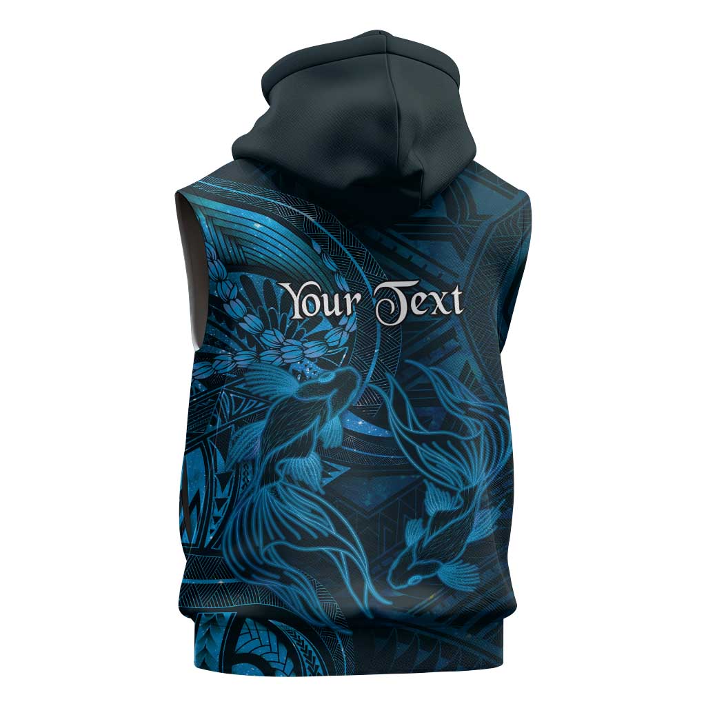 Personalised Polynesia Zodiac Pisces Sleeveless Zip Hoodie Galaxy Polynesian Pattern Chest Tattoo Style LT14 - Polynesian Pride