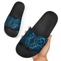 Personalised Polynesia Zodiac Pisces Slide Sandals Galaxy Polynesian Pattern Chest Tattoo Style LT14 - Polynesian Pride