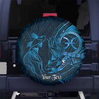 Personalised Polynesia Zodiac Pisces Spare Tire Cover Galaxy Polynesian Pattern Chest Tattoo Style LT14 No hole Blue - Polynesian Pride