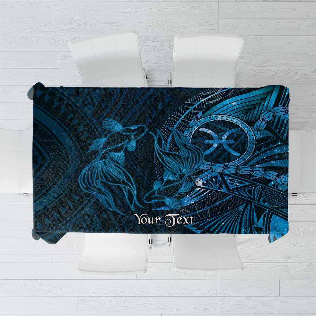 Personalised Polynesia Zodiac Pisces Tablecloth Galaxy Polynesian Pattern Chest Tattoo Style LT14 Blue - Polynesian Pride