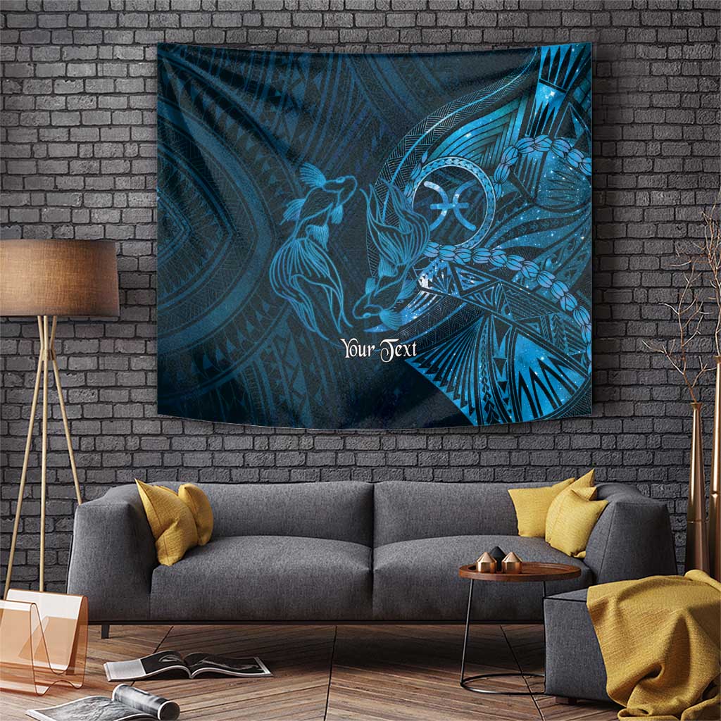 Personalised Polynesia Zodiac Pisces Tapestry Galaxy Polynesian Pattern Chest Tattoo Style LT14 Blue - Polynesian Pride