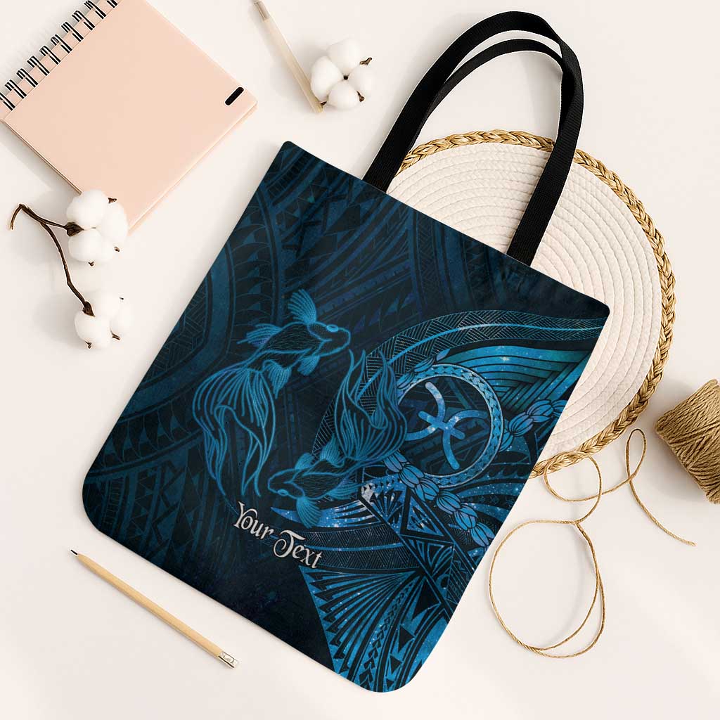 Personalised Polynesia Zodiac Pisces Tote Bag Galaxy Polynesian Pattern Chest Tattoo Style LT14 Black Strap One Size Blue - Polynesian Pride