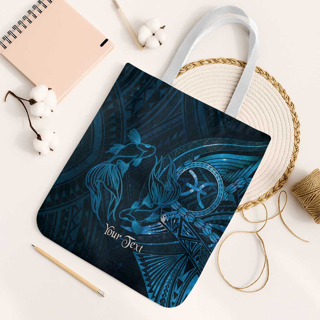 Personalised Polynesia Zodiac Pisces Tote Bag Galaxy Polynesian Pattern Chest Tattoo Style LT14 White Strap One Size Blue - Polynesian Pride