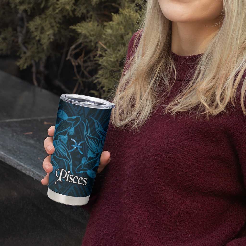 Personalised Polynesia Zodiac Pisces Tumbler Cup Galaxy Polynesian Pattern Chest Tattoo Style LT14 - Polynesian Pride