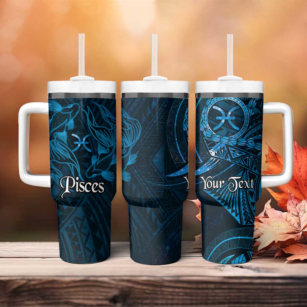 Personalised Polynesia Zodiac Pisces Tumbler With Handle Galaxy Polynesian Pattern Chest Tattoo Style LT14 - Polynesian Pride