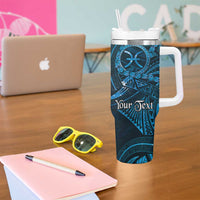 Personalised Polynesia Zodiac Pisces Tumbler With Handle Galaxy Polynesian Pattern Chest Tattoo Style LT14 - Polynesian Pride