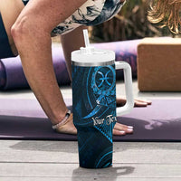 Personalised Polynesia Zodiac Pisces Tumbler With Handle Galaxy Polynesian Pattern Chest Tattoo Style LT14 - Polynesian Pride