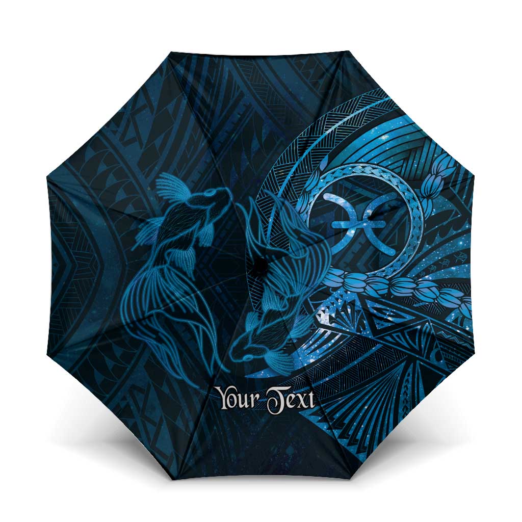 Personalised Polynesia Zodiac Pisces Umbrella Galaxy Polynesian Pattern Chest Tattoo Style LT14 One Size Folded 11.42 inch Opened Diameter 37.4 inch Blue - Polynesian Pride