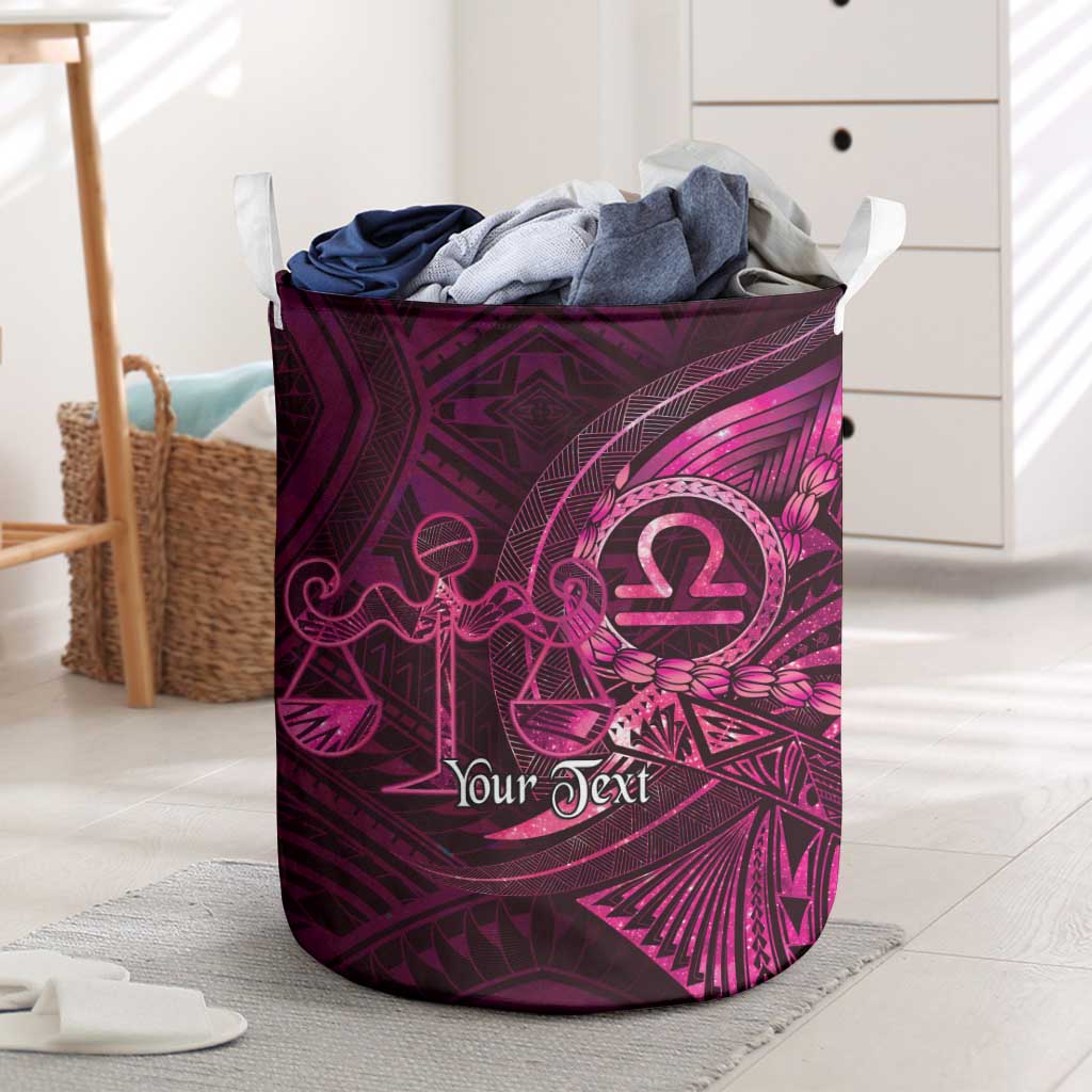 Personalised Polynesia Zodiac Libra Laundry Basket Galaxy Polynesian Pattern Chest Tattoo Style LT14 Pink - Polynesian Pride