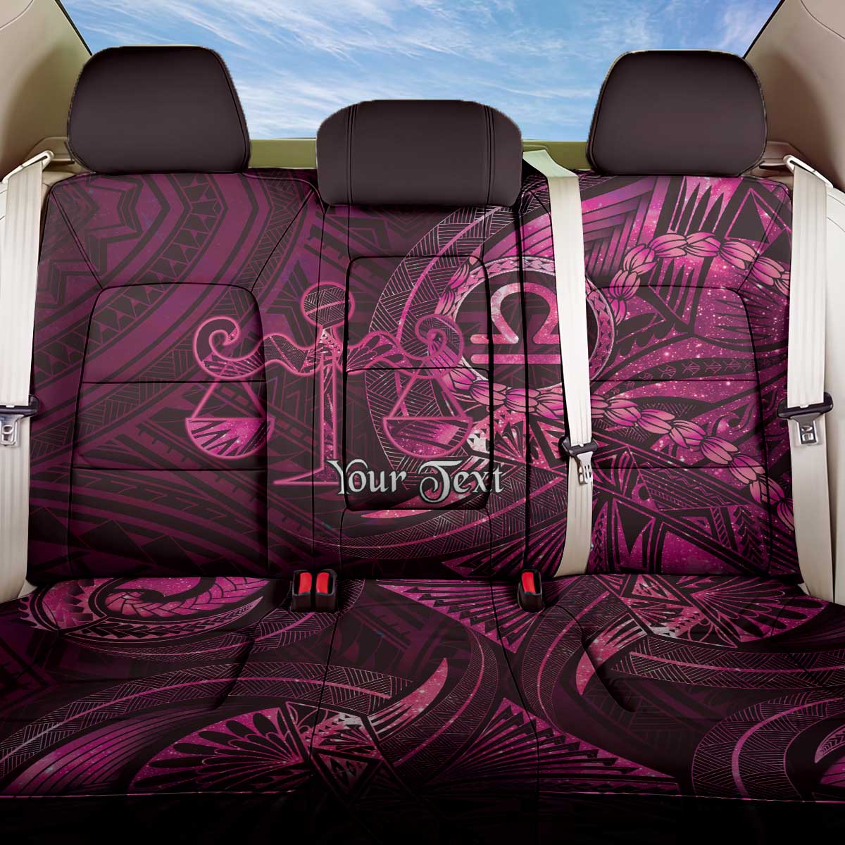 Personalised Polynesia Zodiac Libra Back Car Seat Cover Galaxy Polynesian Pattern Chest Tattoo Style