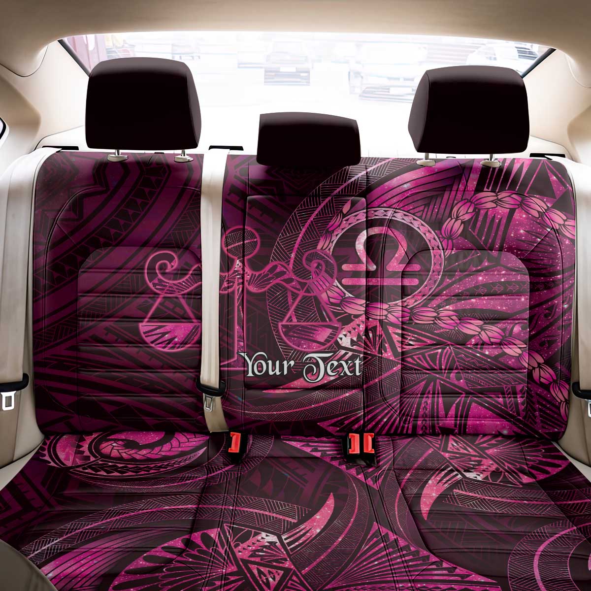 Personalised Polynesia Zodiac Libra Back Car Seat Cover Galaxy Polynesian Pattern Chest Tattoo Style