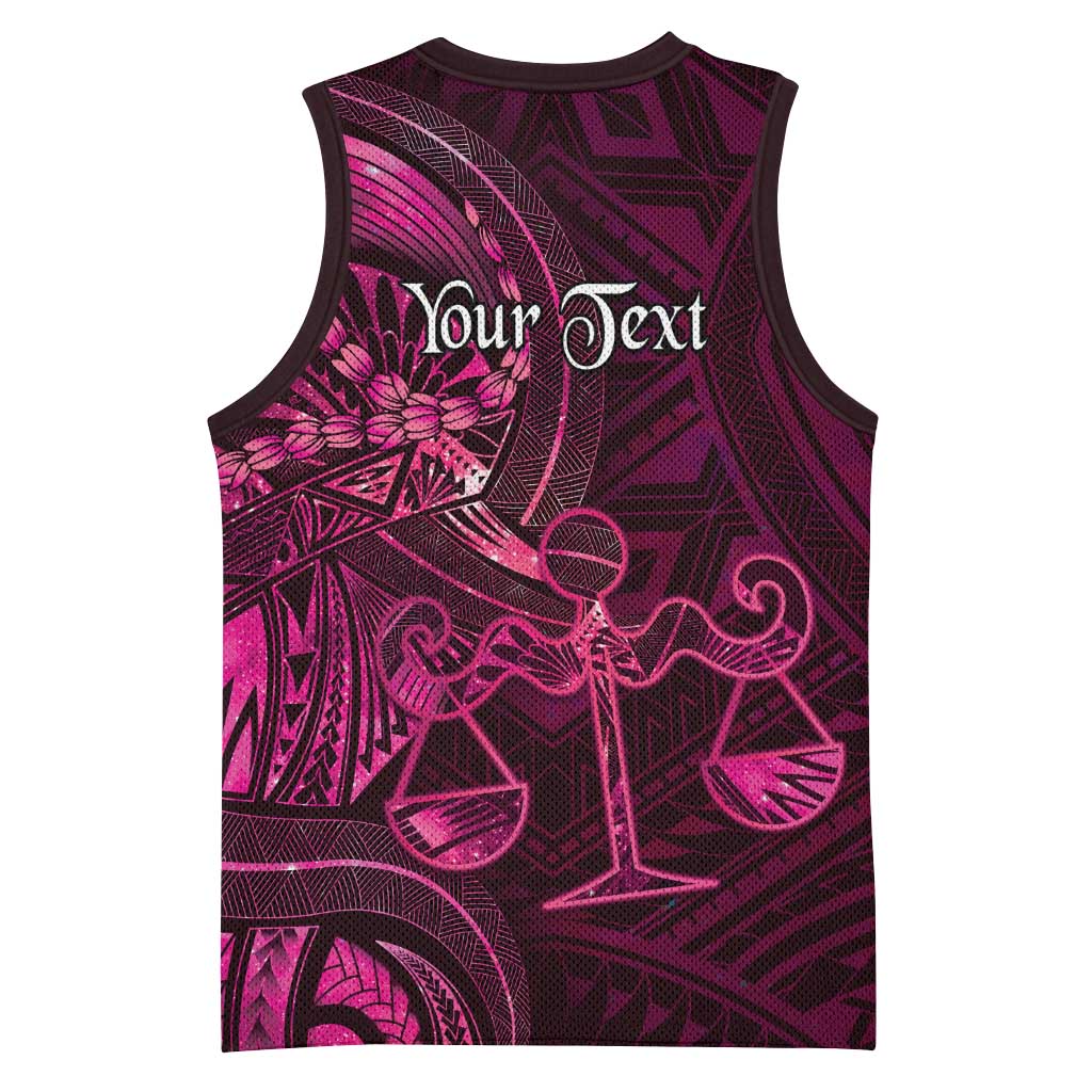 Personalised Polynesia Zodiac Libra Basketball Jersey Galaxy Polynesian Pattern Chest Tattoo Style LT14 - Polynesian Pride