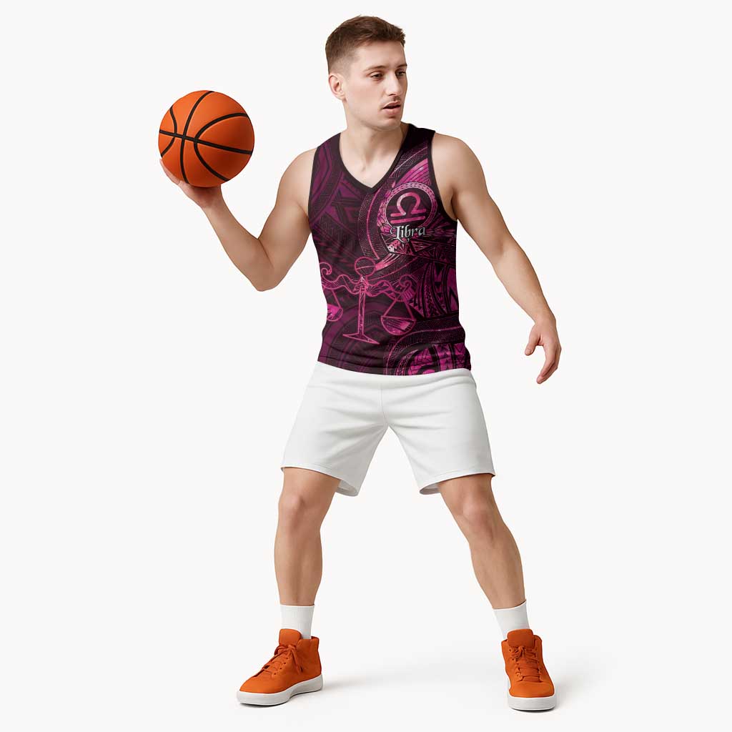Personalised Polynesia Zodiac Libra Basketball Jersey Galaxy Polynesian Pattern Chest Tattoo Style LT14 - Polynesian Pride