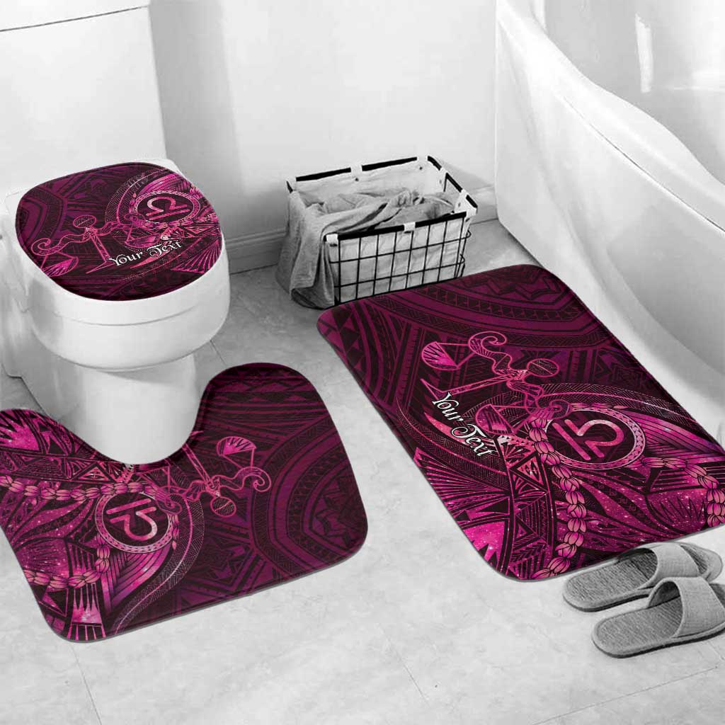 Personalised Polynesia Zodiac Libra Bathroom Set Galaxy Polynesian Pattern Chest Tattoo Style LT14 Mat Set Only (3 pcs) One Size Pink - Polynesian Pride