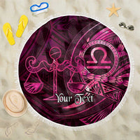 Personalised Polynesia Zodiac Libra Beach Blanket Galaxy Polynesian Pattern Chest Tattoo Style LT14 One Size 150cm Pink - Polynesian Pride