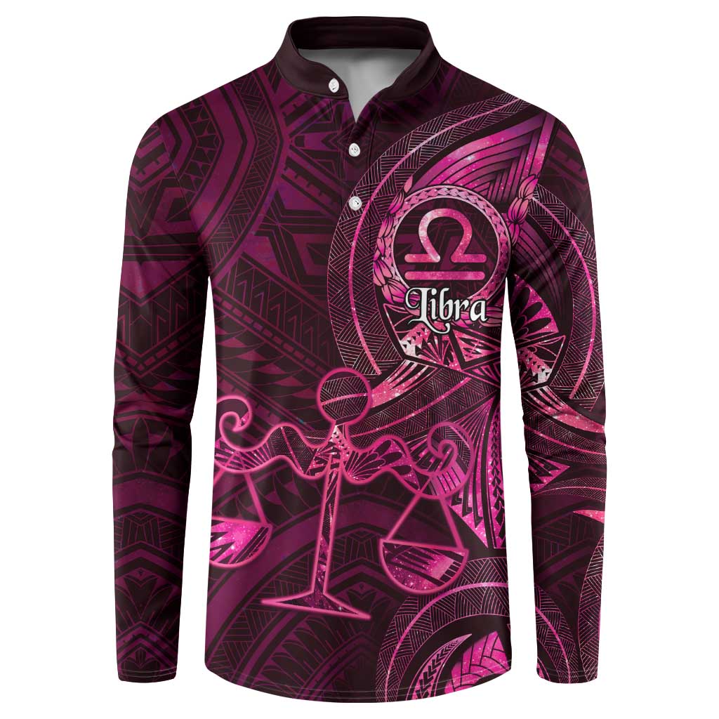 Personalised Polynesia Zodiac Libra Button Sweatshirt Galaxy Polynesian Pattern Chest Tattoo Style LT14 Pink - Polynesian Pride