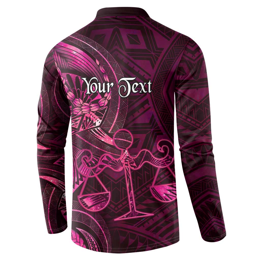 Personalised Polynesia Zodiac Libra Button Sweatshirt Galaxy Polynesian Pattern Chest Tattoo Style LT14 - Polynesian Pride
