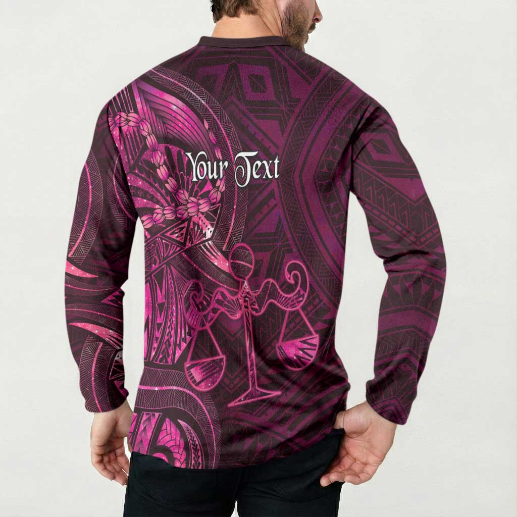 Personalised Polynesia Zodiac Libra Button Sweatshirt Galaxy Polynesian Pattern Chest Tattoo Style LT14 - Polynesian Pride
