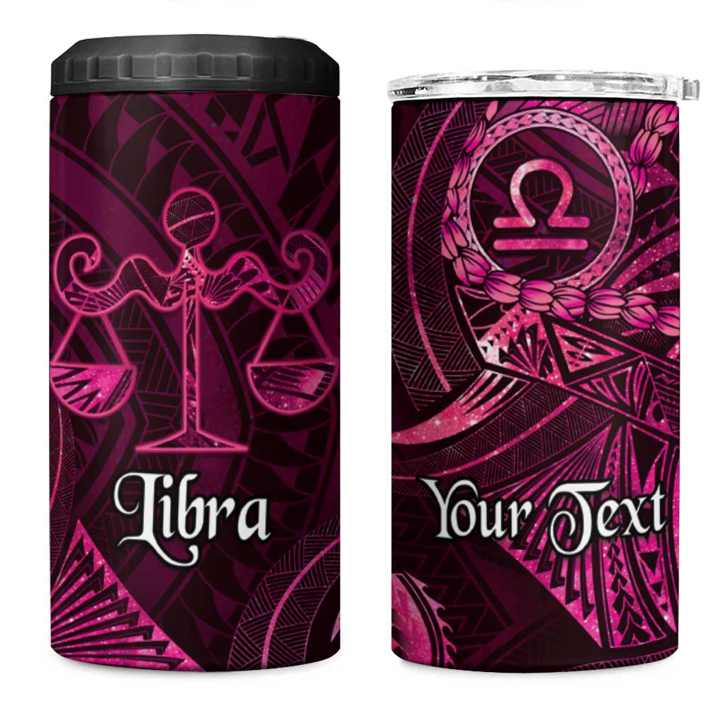 Personalised Polynesia Zodiac Libra 4 in 1 Can Cooler Tumbler Galaxy Polynesian Pattern Chest Tattoo Style LT14 One Size: 16 oz Pink - Polynesian Pride