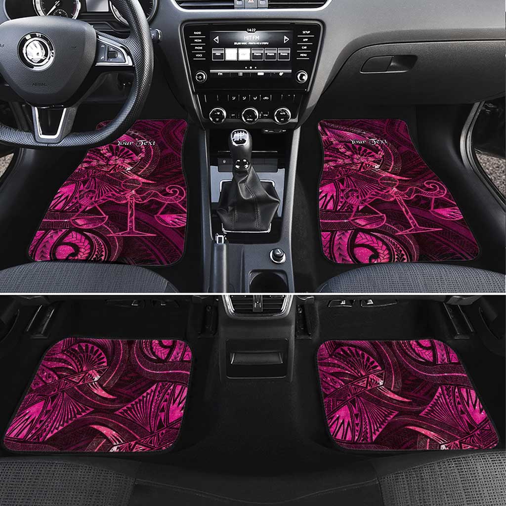 Personalised Polynesia Zodiac Libra Car Mats Galaxy Polynesian Pattern Chest Tattoo Style LT14 Set 4pcs Pink - Polynesian Pride