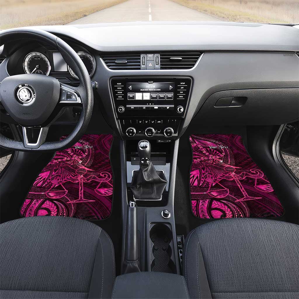 Personalised Polynesia Zodiac Libra Car Mats Galaxy Polynesian Pattern Chest Tattoo Style LT14 Set 2pcs - Front Pink - Polynesian Pride