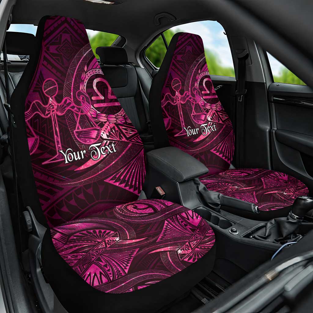 Personalised Polynesia Zodiac Libra Car Seat Cover Galaxy Polynesian Pattern Chest Tattoo Style LT14 One Size Pink - Polynesian Pride