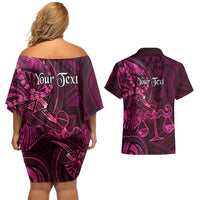 Personalised Polynesia Zodiac Libra Couples Matching Off Shoulder Short Dress and Hawaiian Shirt Galaxy Polynesian Pattern Chest Tattoo Style LT14 - Polynesian Pride