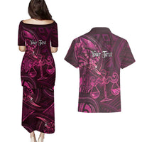 Personalised Polynesia Zodiac Libra Couples Matching Puletasi and Hawaiian Shirt Galaxy Polynesian Pattern Chest Tattoo Style LT14 - Polynesian Pride