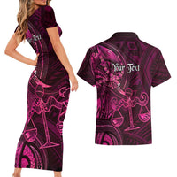 Personalised Polynesia Zodiac Libra Couples Matching Short Sleeve Bodycon Dress and Hawaiian Shirt Galaxy Polynesian Pattern Chest Tattoo Style LT14 - Polynesian Pride