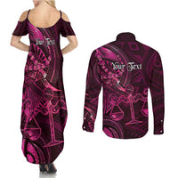 Personalised Polynesia Zodiac Libra Couples Matching Summer Maxi Dress and Long Sleeve Button Shirt Galaxy Polynesian Pattern Chest Tattoo Style LT14 - Polynesian Pride