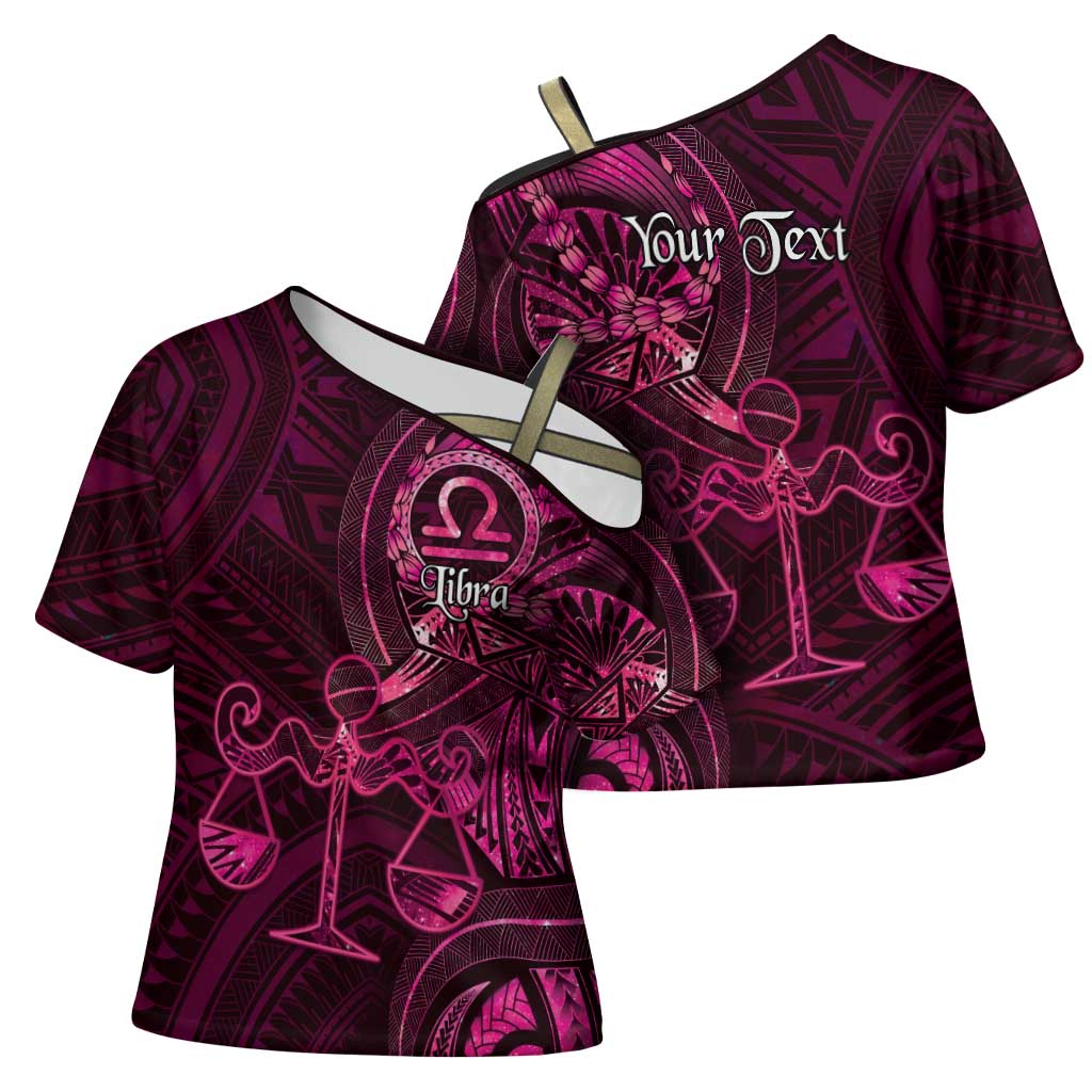 Personalised Polynesia Zodiac Libra Cross Shoulder Shirt Galaxy Polynesian Pattern Chest Tattoo Style LT14 - Polynesian Pride