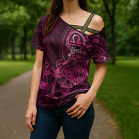 Personalised Polynesia Zodiac Libra Cross Shoulder Shirt Galaxy Polynesian Pattern Chest Tattoo Style LT14 - Polynesian Pride