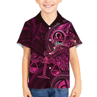 Personalised Polynesia Zodiac Libra Family Matching Short Sleeve Bodycon Dress and Hawaiian Shirt Galaxy Polynesian Pattern Chest Tattoo Style