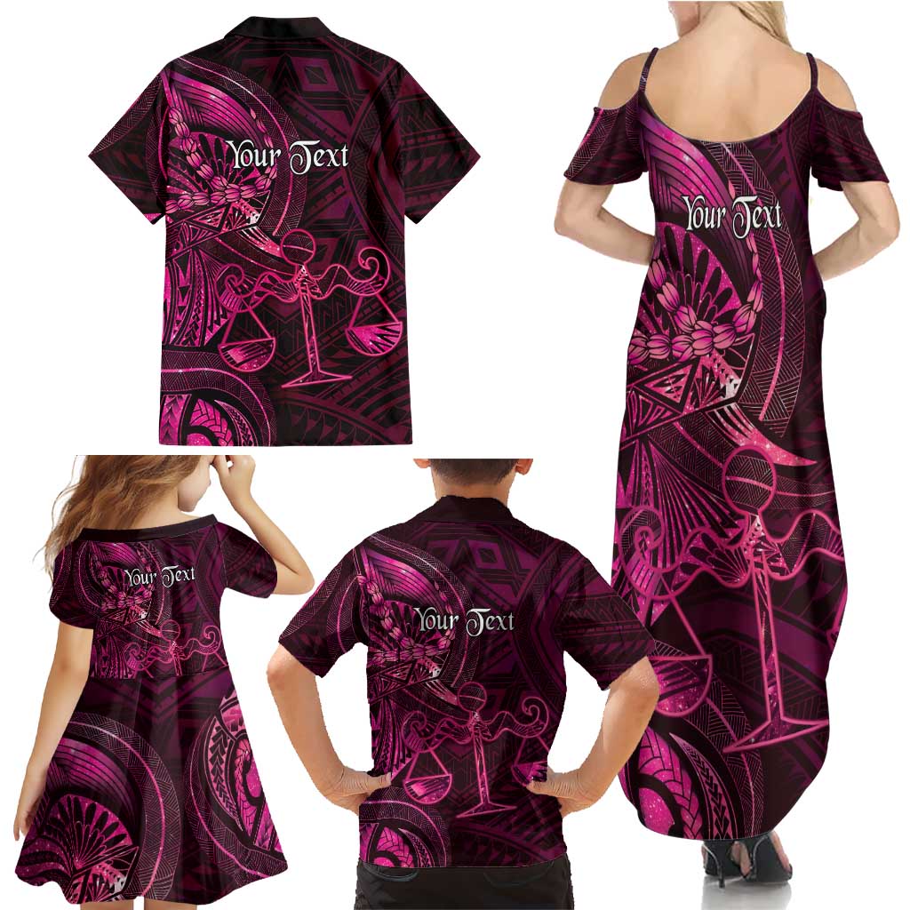 Personalised Polynesia Zodiac Libra Family Matching Summer Maxi Dress and Hawaiian Shirt Galaxy Polynesian Pattern Chest Tattoo Style LT14 - Polynesian Pride